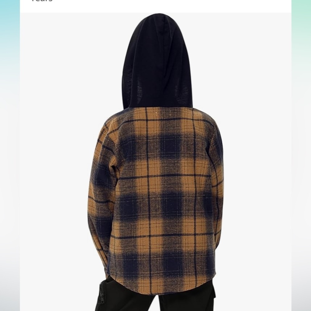 Plaid Hooded Kids Shirt - Brown and Black